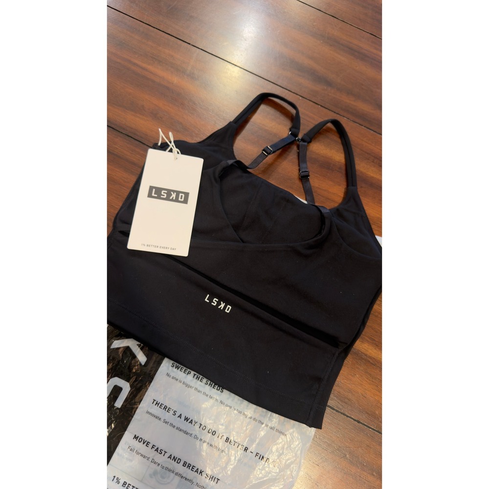 LSKD Twist Performance Tank with Shelf Bra Black Women XS Zephyr Fabric NWT NEW - Picture 9 of 16